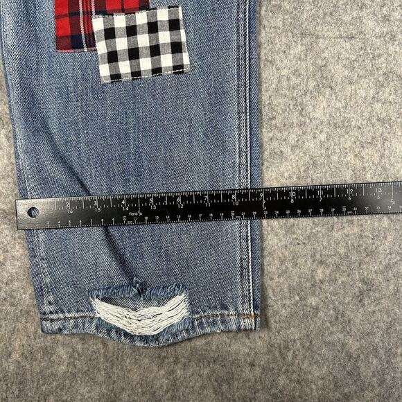 Kancan Jeans Womens 30 High Rise Boyfriend Medium Wash Denim Patch Distressed - Picture 6 of 11